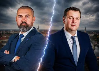 Marius Riter (USR Turda) și viceprimarul Adrian Nap (AUR Turda)
