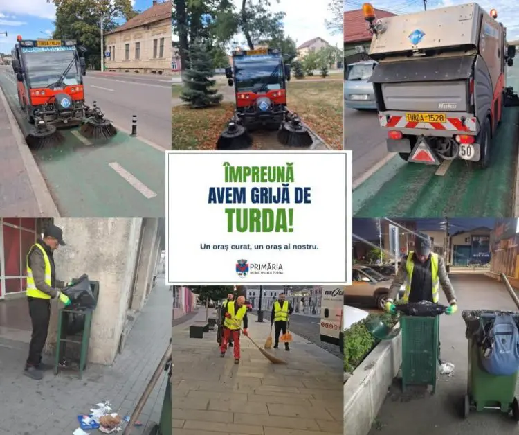 Colaj cu salubrizare stradală și curățenie publică în Turda