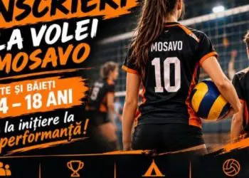 Afiș înscrieri volei MOSAVO pentru copii 4-18 ani