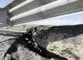 Eroziune severă sub parapet metalic de autostradă