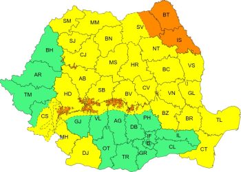 Cod de Vreme Rea: Rafale de vânt și precipitații mixte în aproape toată țara