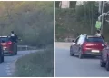 VIDEO. Inconștiență la indigo în județul Cluj: Pasager filmat pe geamul unei mașini conduse de un începător