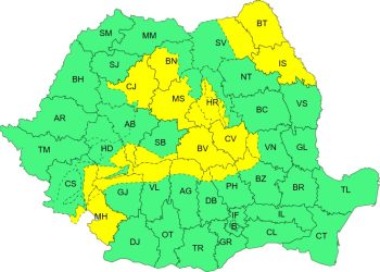 Vijelii anunțate astăzi în județul Cluj. Rafale de 90 km/oră